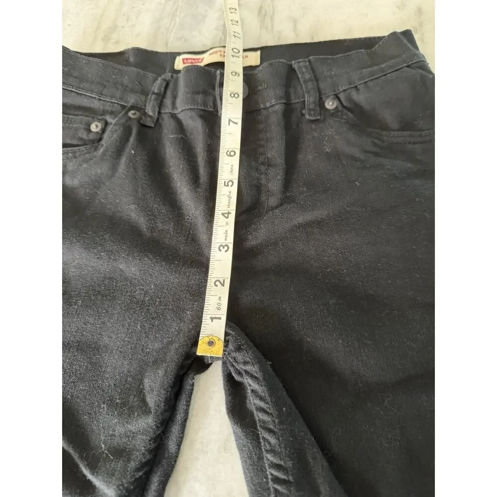 Levis 502 Jeans Boys 14 Reg 27x27 Black Denim Pants Reg Taper Fit Hole in Knee